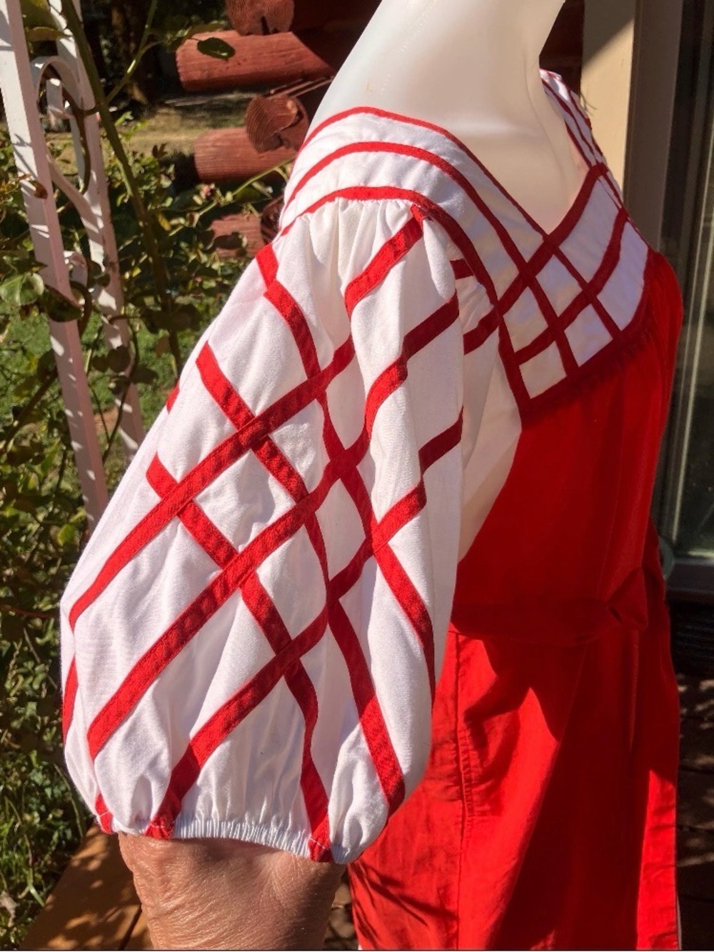 Joy of The Isles vintage prairie dress Oktoberfest Mumu 1960’s applique sleeve - Picture 2 of 8